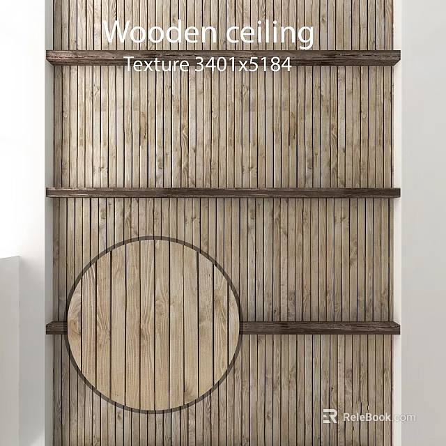 Wooden Wall Components With Horizontal Planks Floating Shelves And Circular Panel 3d model