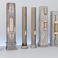 Different Styles of Decorative Columns with Marble and Metal Accents