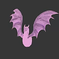 Purple Dragon Figurine With Pink Purple Gradient Wings And Horns On Dark Background