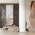 Abstract Painting With Textured Wavy Patterns And Neutral Tones For Modern Interior Decor