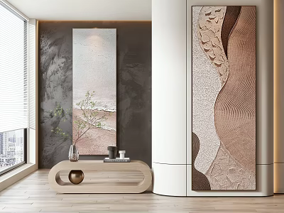 Abstract Painting With Textured Wavy Patterns And Neutral Tones For Modern Interior Decor 3d model