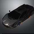 Black Sports Car With Sleek Aerodynamic Design And Orange Exterior Accents