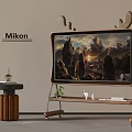 Mikon TV With Designer Antler Stand And Side Table In Modern Living Setup
