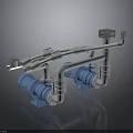 Industrial Equipment Blue Pumps With White Connecting Pipes And Valves