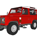 Red Land Rover Defender Classic Off Road Vehicle With Black Tires And Roof Rack