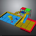 Colorful Inflatable Play Equipment With Slide Climbing Area Water Pool And Safety Padding