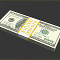 Stack of US Dollar Bills Bundled as Ten Thousand Dollars Cash