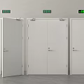 Three White Doors With Green Electronic Displays Showing Digital Numbers