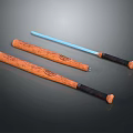 Premium Sports Equipment Set with Carved Wooden Bats and Blue Blade Sword Handles