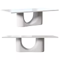 Modern White Minimalist Dining Table With Sleek Smooth Top And Unique Curved Base 3d model