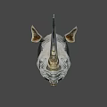 Gray Rhinoceros Head Wall Mounted Decorative Sculpture for Home Interior