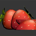 Fresh Strawberries With Green Leaves Whole And Sliced On Black Surface With Reflections