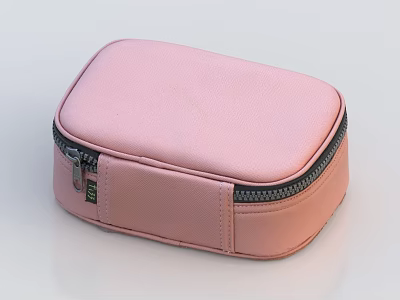 Pink Leather Rectangular Case With Zipper For Small Item Storage 3d model