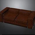 Modern Red Leather Two Seater Sofa With Clean Design And Smooth Lines