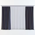 Modern Dark Curtains With White Sheer Panels For Window Decoration 3d model
