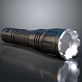 Black Flashlight With Ergonomic Grip Textured Surface And Durable Metal Head Design 3d model