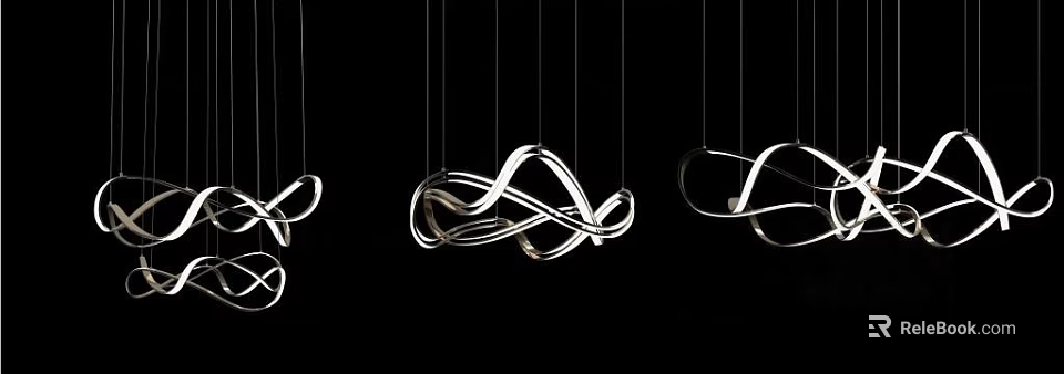 Modern Curved Silver Hanging Light Fixtures For Contemporary Interior Design 3d model 