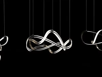 Modern Curved Silver Hanging Light Fixtures For Contemporary Interior Design 3d model