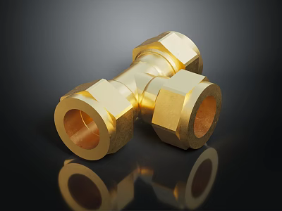 High Quality Brass Tee Pipe Fitting Hardware Tool For Plumbing Applications 3d model