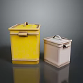 Practical Household Storage Boxes Yellow and Cream Colored With Lids and Handles