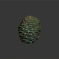Fresh Green Layered Fruit with Textured Leaves Wrapped in Spherical Shape