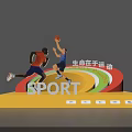 Sports Themed Display Featuring Two Basketball Players Highlighting Sports Importance