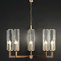 Modern Hanging Chandelier With Glass Tubes And Metal Frame Design