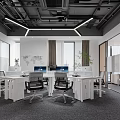 Modern Public Office Space With Open Layout Desks Computers Ergonomic Chairs And Lighting