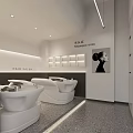 Modern Hair Salon Interior Design Showcasing Shampoo Area With White Styling Chairs And Lighting