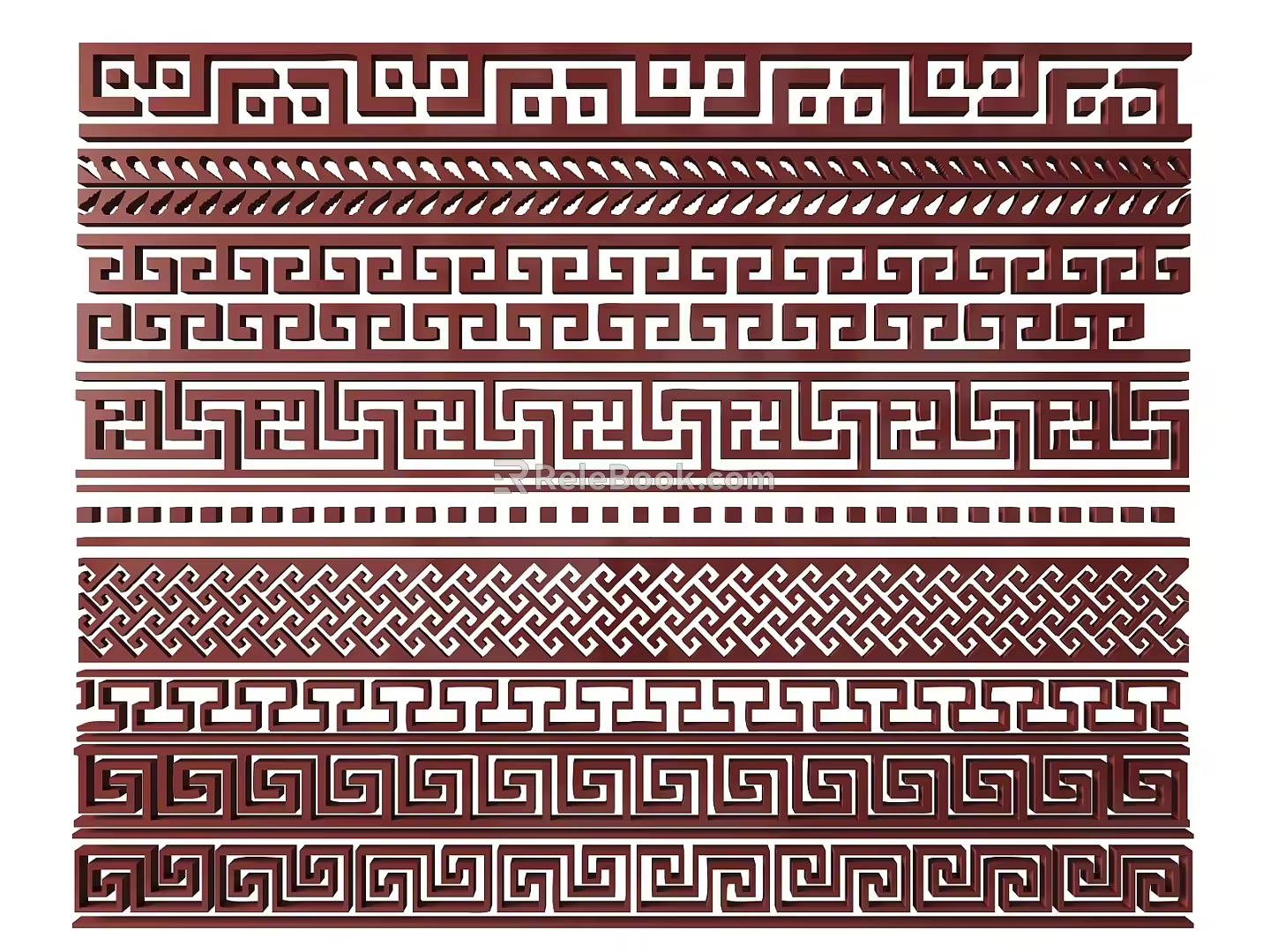 New Chinese Style Flower Lattice Window Carved Hollow Carved Window Corner Carved Gypsum Line Carved Window Pattern Carved 3d model