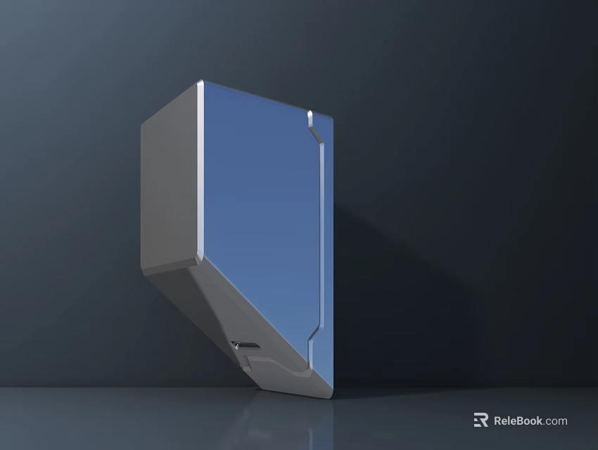 Modern Stainless Steel Kitchen Appliance With Sleek Blue Surface And Geometric Design 3d model 