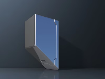 Modern Stainless Steel Kitchen Appliance With Sleek Blue Surface And Geometric Design 3d model