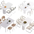 Modern Dining Table Sets With Chairs Fruit Bowls And Flower Vases 3d model