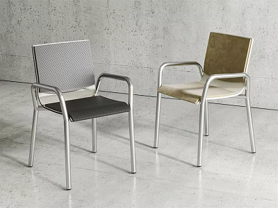 Modern Dining Chairs With Silver Metal Frames Mesh Back And Fabric Seat Upholstery 3d model