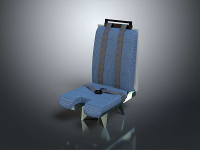 Modern Blue Seat Design With Backrest Cushion Seatbelt And Metal Legs 3d model