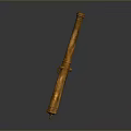 Ancient Bronze Long Cylindrical Artillery Barrel With Textured Surface Central Component Isolated On Gray Background