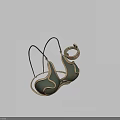 Green Bra Style Top With Gold Curved Decor And Ring Accessory