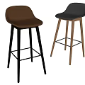 Modern Bar Stools with Brown Black Seats Wooden and Metal Legs Minimalist Design
