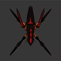 Mechanical Spider 3D Model With Black And Orange Body Red Accents And Long Legs