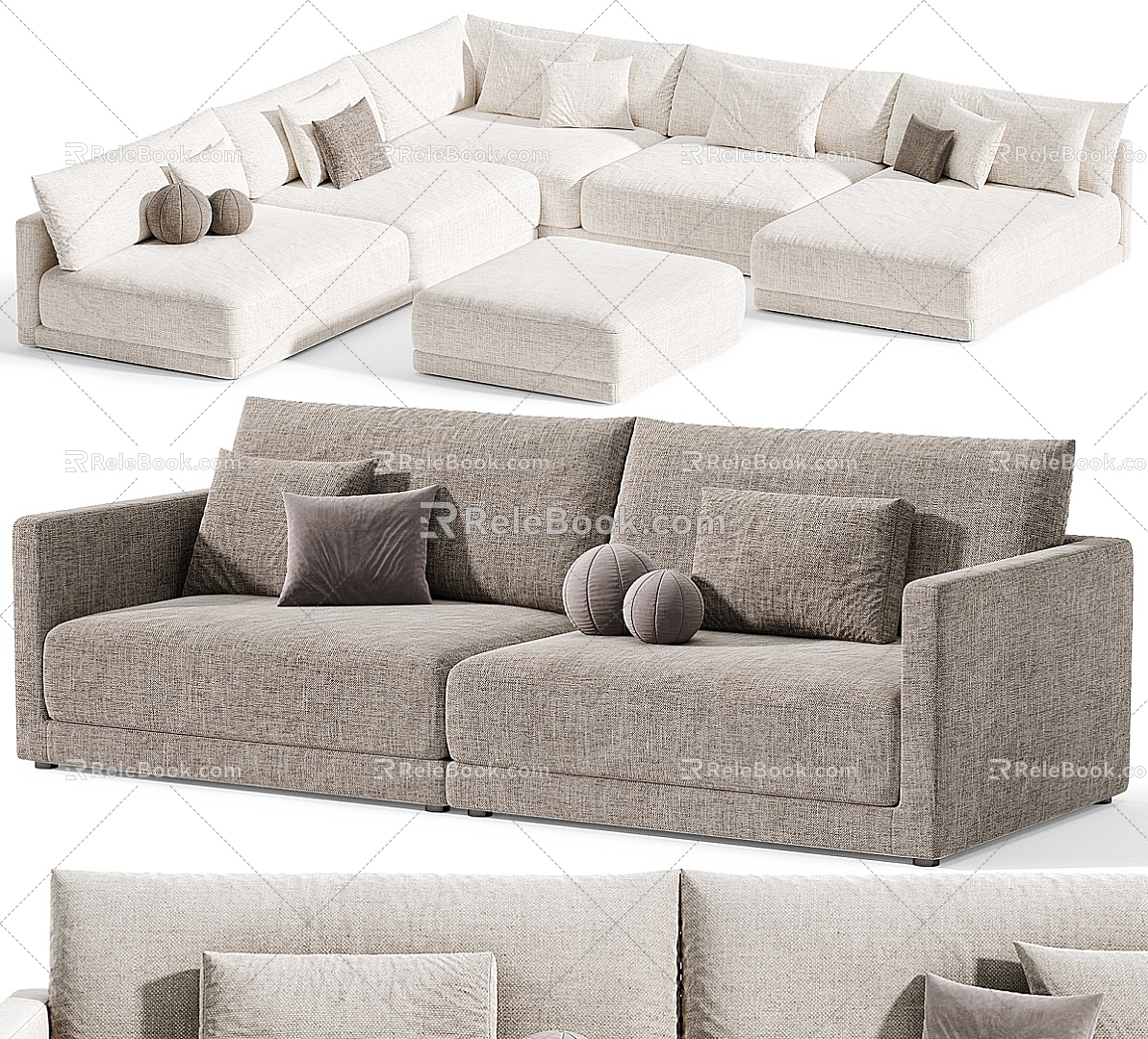 Modern Leisure Sofa Combination Modern Leisure Sofa Living Room Sofa Multi-person Sofa Pillow Pillow Home Furniture Simple 3d model