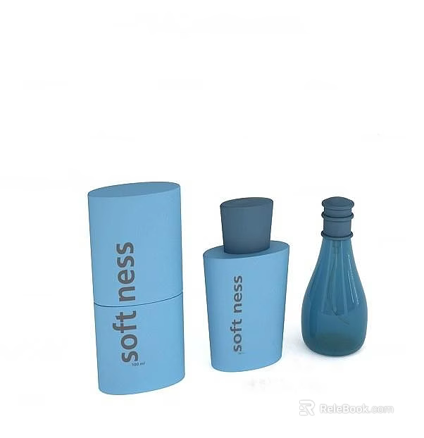 Perfume Cosmetics Featuring Blue Containers Softness Label Different Shapes and Designs 3d model 