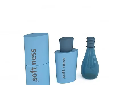 Perfume Cosmetics Featuring Blue Containers Softness Label Different Shapes and Designs 3d model