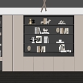 Modern full wall bookcase ornaments decorative ornaments 3d model