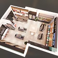 Modern Shopping Mall Retail Store Interior With Display Shelves Sofa Area And Plants