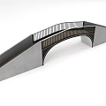 Modern Arched Bridge With Gray Concrete Structure And Black Metal Railings