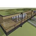 Modern Detached House With Green Grass Roof And Wooden Deck Exterior