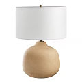 Modern Table Lamp With White Lampshade And Light Brown Textured Ceramic Base 3d model