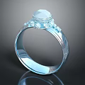 Exquisite Silver Ring Featuring Large Central Gemstone And Small Decorative Stones 3d model