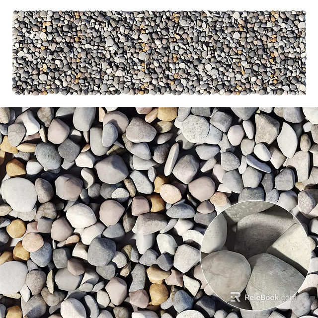 Natural Decorative Stones And Wooden Elements For Modern Interior Design 3d model 