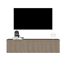 Modern Wooden TV Stand With Flat Screen TV And Decorative Books